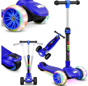 Kidiz Scooter X-Pro2 Dreiradscooter mit PU LED Leuchtenden R&auml;der schwarz/blau