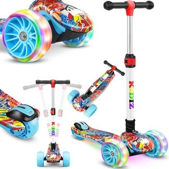 Kidiz Scooter X-Pro2 Dreiradscooter mit PU LED Leuchtenden R&auml;der Graffiti