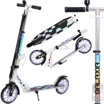 Raven Klappbarer Scooter mit Klingel. Flaschenhalter. Galaxia wei&szlig;/silber/schwarz
