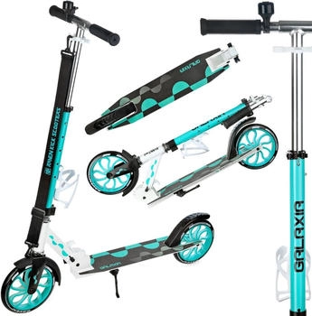 Raven Klappbarer Scooter mit Klingel. Flaschenhalter. Galaxia aquamaringr&uuml;n/schwarz/wei&szlig;