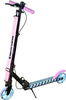 Raven Scooter mit Stoßdämpfer. Bremse und Klingel 145mm Pastelle Schwarz/Rosa schwarz/rosa