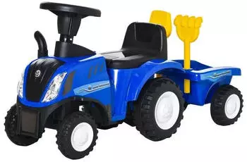 HomCom Rutschauto Kindertraktor Tretauto mit Anh&auml;nger Hupe Scheinwerfer Blau
