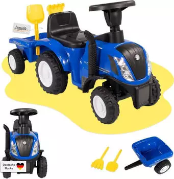 Lemodo Rutschauto Traktor New Holland mit Anh&auml;nger blau