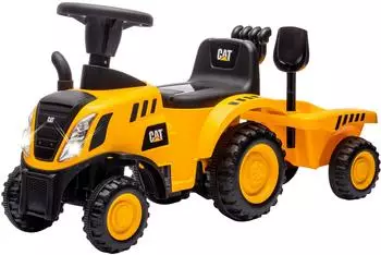 Jamara Rutscher Caterpillar Traktor mit Anh&auml;nger gelb 2in1