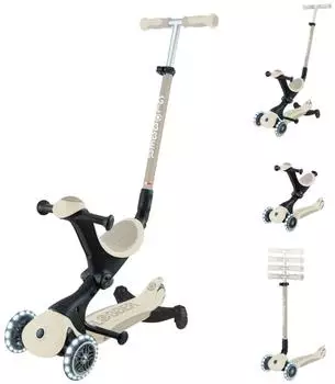 Globber Scooter 3in1 Go-Up active ECO mit Leuchtrollen kokos wei&szlig;