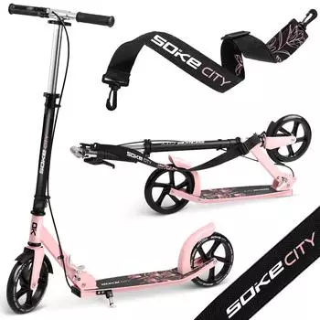 SOKE City Scooter faltbar, Fu&szlig;- und Handbremse, rosa (1591)