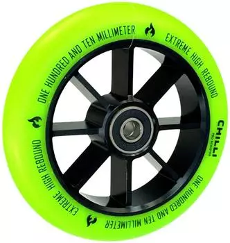 Chilli Base Scooterwheel Rolle 110mm, schwarz/PU grün