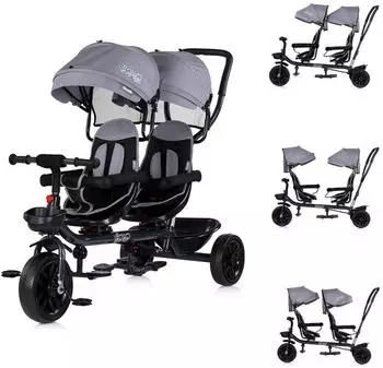 Chipolino Hip Hop Geschwisterdreirad 2 Kinder, Sitze 360° drehbar, bis 40kg (TRKHH0262PL)