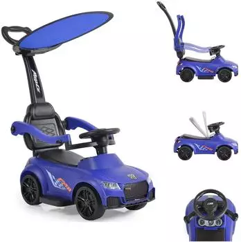Moni Victory 2-in-1 Rutschauto mit Musikfunktion, blau (109066)
