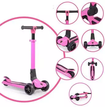 byox Lamborghini Kinderroller 3 R&auml;der, klappbar, LED, pink (108429)