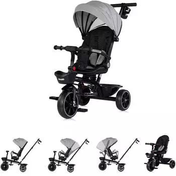 Chipolino Tricycle Max Sport 2-in-1 Dreirad, Becherhalter, umkehrbarer Sitz, grau/schwarz (TRKMS02602CH)