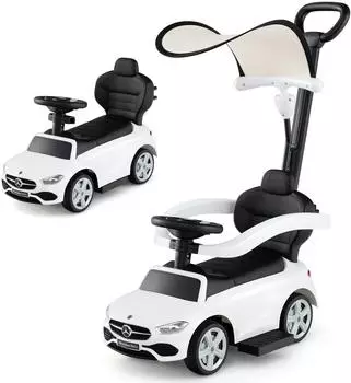Costway Mercedes-Benz Rutschauto 3-in-1 mit Schiebegriff, Hupe & Motorensound, weiß