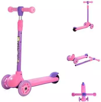 Lorelli Tamtam Kinderroller 3 Räder, höhenverstellbar, Leuchträder, rosa