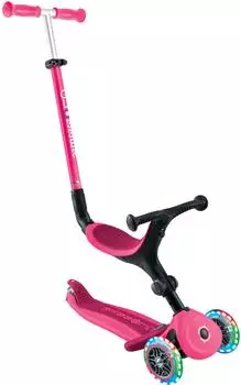 Globber Go-Up Active Lights 3in1 Scooter mit Leuchtrollen, fuchsia pink (744-110)