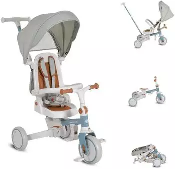 byox Tricycle Compacto 4-in-1 Dreirad, klappbarer Schiebegriff, blau (112482)