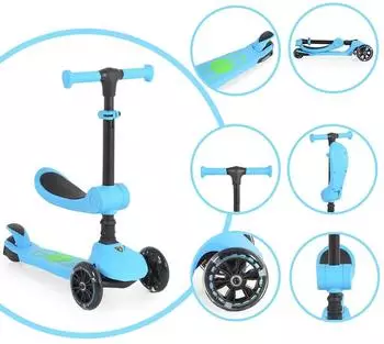Moni Lamborghini Kinderroller 2-in-1 Laufrad, klappbar, blau