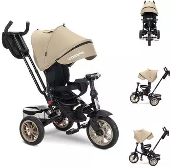 Lorelli Speedy Dreirad Luftreifen, drehbarer Sitz, Schubstange, beige-wei&szlig;