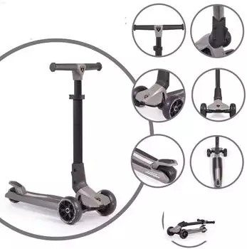 byox Lamborghini Kinderroller 3 R&auml;der, klappbar, LED, grau (108427)