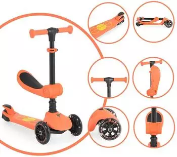 Moni Lamborghini Kinderroller 2-in-1 Laufrad, klappbar, verstellbar, orange
