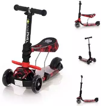 Lorelli Smart Kinderroller 2-in-1, PU-Räder leuchtend, klappbar, rot-schwarz