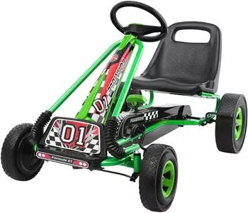 Costway Go-Kart Tretfahrzeug mit Handbremse, verstellbarer Sitz, grün (TY283250GN)