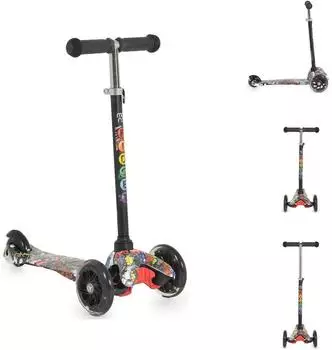 Moni Fidget Kinderroller 3 Räder, höhenverstellbar, PU-Räder, schwarz (109523)