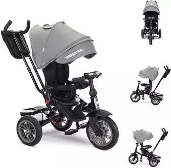 Lorelli Speedy Dreirad mit Schubstange, drehbarer Sitz, Luftreifen, dunkelgrau (10050432604)