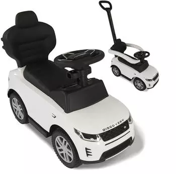 Lemodo Rutschauto Land Rover mit Schiebestange mit Soundlenkrad wei&szlig;