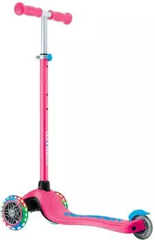 Globber Primo Plus Lights Kinderscooter mit LED-Leuchtrollen, fuchsia pink (442-610-4)