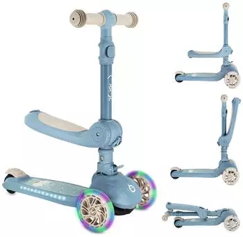 Momi Debe 2-in-1 Kinderroller mit Sitz, LED-R&auml;der, faltbar