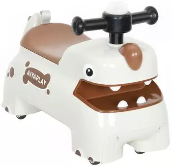 AIYAPLAY Rutschauto Dinosaurier-Form mit Stauraum, Licht & Musik, cremewei&szlig; (370-423V00CW)