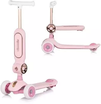 Chipolino Bloomi 2-in-1 Kinderroller mit Sitz, PU-Leuchtr&auml;der, rosa
