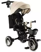MoMi IVI Kinderdreirad 3-in-1 Beige &ndash; 360&deg; drehbarer Sitz, 3-Punkt-Gurt,
