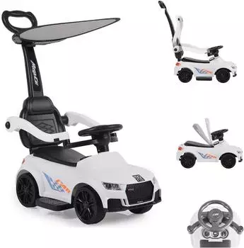 Moni Victory 2-in-1 Rutschauto mit Musikfunktion, wei&szlig;