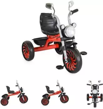 byox Captain Kinderdreirad mit Musik, Lichter, Spiegel, rot-schwarz