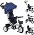 HomCom Kinderdreirad 6-in-1 mit Schubstange, Sicherheitsgurt und Sonnendach, blau