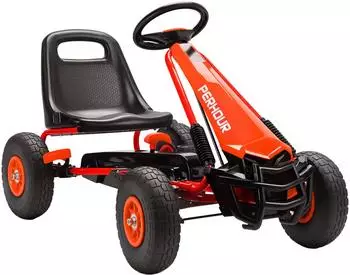 AIYAPLAY Gokart Tretauto mit Handbremse, verstellbarem Sitz, Vor- und R&uuml;ckw&auml;rtsgang, rot