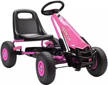 AIYAPLAY Gokart Tretauto mit Handbremse, verstellbarem Sitz, rosa