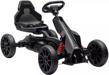 HomCom Go-Kart Tretfahrzeug mit verstellbarem Sitz und Bremse, schwarz, Kinder