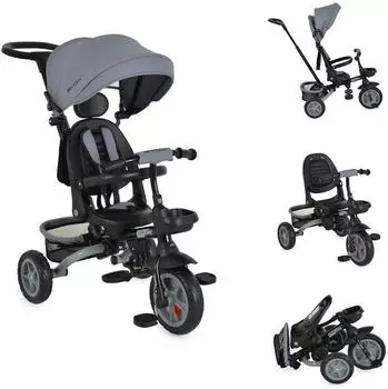 byox Explore Dreirad 3-in-1, 360&deg; drehbarer Sitz, dunkelgrau (112734)
