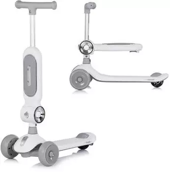 Chipolino Bloomi 2-in-1 Cityroller mit Sitz, PU-Leuchträder, grau