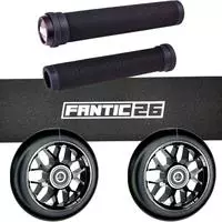 F26 Stunt Scooter Ersatzteile Set, Basic Schwarz/Wei&szlig; | Set mit Griffe, Rollen,