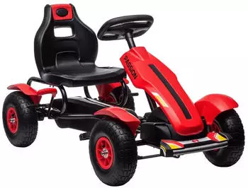 HomCom Gokart Tretauto mit Handbremse, verstellbarem Sitz, rot (370-276V00RD)