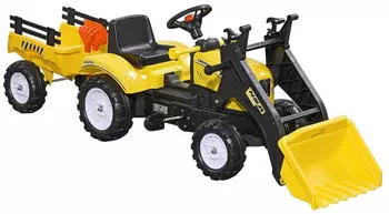 HomCom Trettraktor mit Anh&auml;nger und Schaufel gelb