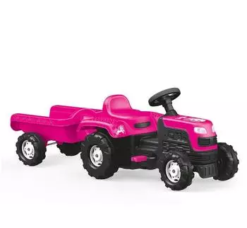 Dolu Kindertraktor mit Anh&auml;nger Einhorn Rosa