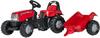 rolly toys Trettraktor rollyKid Case mit Überrollbügel und Anhänger rot,...