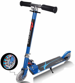 Costway Tretroller, klappbar mit blinkenden Räder blau