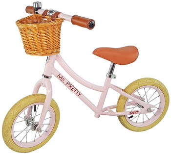 Best Sporting Retro Balance Bike with Bell and Basket 12 Inch rosé