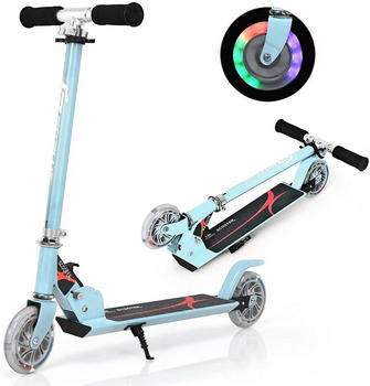 Costway Tretroller, klappbar mit blinkenden Räder blau (25695211)