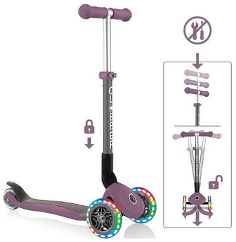 Globber Primo Foldable Lights plum